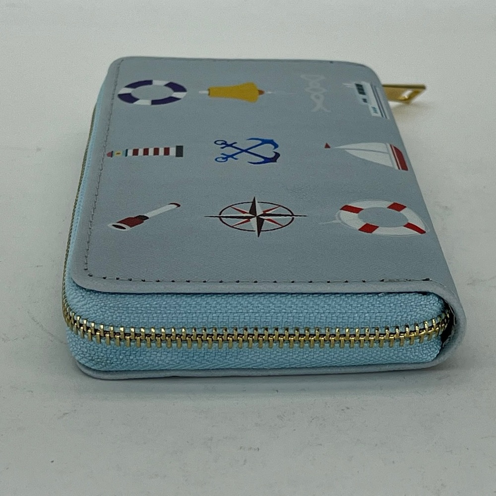 Wallet Nautical Sailing Sailboat Ocean Beach Blue Lighthouse Travel Beachy New - Picture 6 of 11